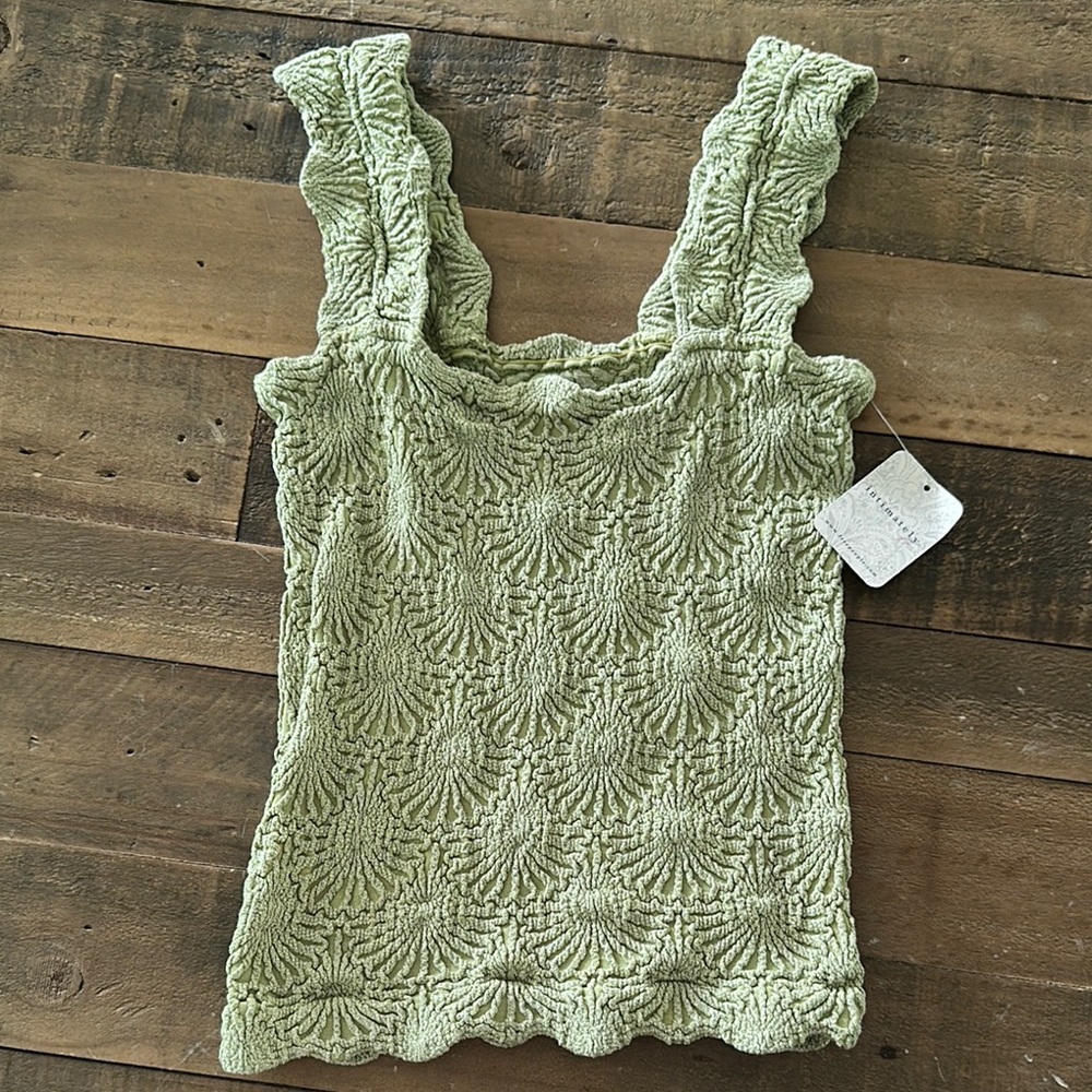 Free people Textured Green Sleeveless Top
